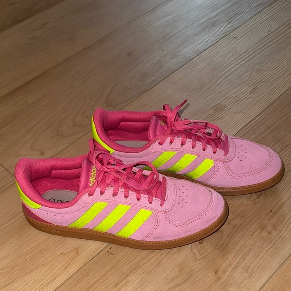 Adidas Women's Pink and Neon Yellow Athletic Shoes - Picture 1 of 7